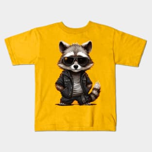 cool raccoon rapper Kids T-Shirt